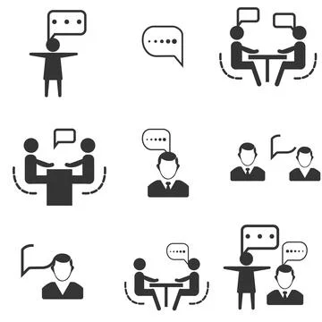Discussion Vector Icon Set –Black Stock Illustration