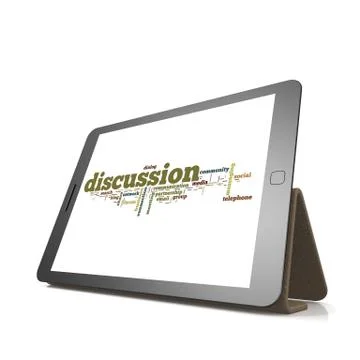 Discussion word cloud on tablet Stock Illustration
