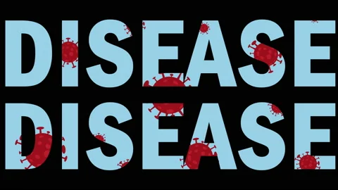 DISEASE 2D Text With Coronavirus Animation In The Background Stock Footage 142362617