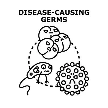 Disease causing germs bacteria and virus illustration Illustrazione stock