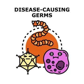 Disease causing germs microorganisms spreading infection vector illustratio.. Stock Illustration
