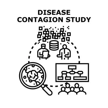 Disease contagion study analyzing global infection spread Stock Illustration