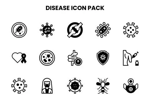 Disease DuoTone Bundle Icons Pack Stock Illustration
