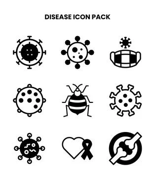Disease DuoTone Bundle Icons Pack Stock Illustration