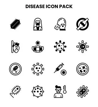 Disease DuoTone Vector Icons Pack Stock Illustration