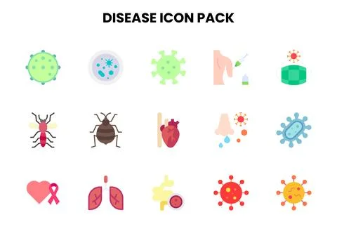 Disease Flat Graphics Icons Pack Ilustração Stock