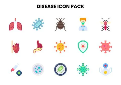Disease Flat Icons Pack Stock Illustration