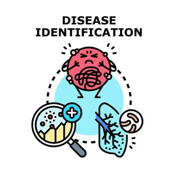 Disease identification process for health diagnostics and medical research Stock Illustration
