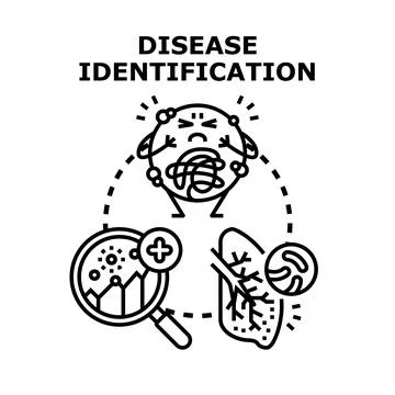 Disease identification process for health diagnostics and medical research Stock Illustration