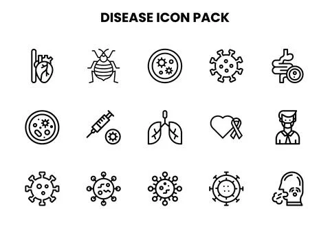 Disease Line Bundle Icons Pack Stock Illustration