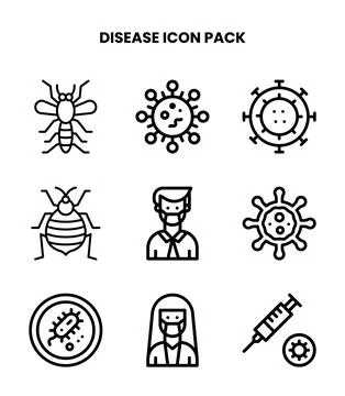 Disease Line Icons Pack Stock Illustration