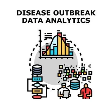 Disease outbreak data analytics concept illustration Illustrazione stock