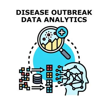 Disease outbreak data analytics concept in digital healthcare Stock Illustration
