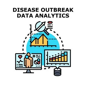 Disease outbreak data analytics graphing statistics Ilustración de archivo