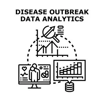 Disease outbreak data analytics graphing statistics 스톡 일러스트