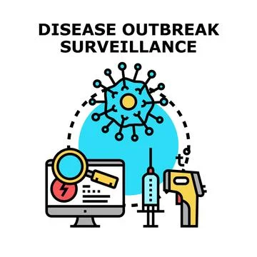 Disease outbreak surveillance analyzing virus pandemic prevention Stock Illustration