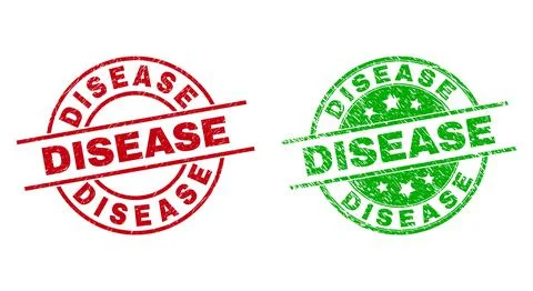 DISEASE Round Stamps Using Corroded Style Stock Illustration