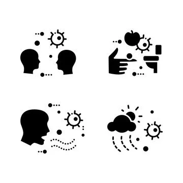 Disease spread glyph icons set Stock Illustration