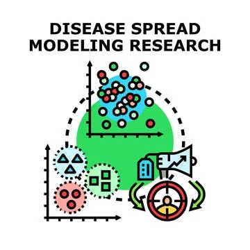 Disease spread modeling research analyzing epidemiological data Stock Illustration
