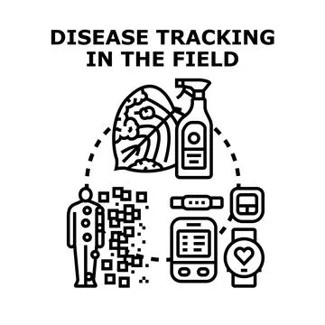 Disease tracking in the field using modern technology concept Illustrazione stock