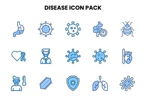 Disease Two Colour Bundle Icons Pack Stock Illustration
