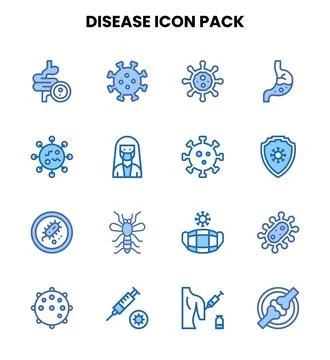 Disease Two Colour UI Icons Pack Stock Illustration