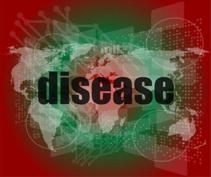 Disease words on digital touch screen interface Stock Illustration