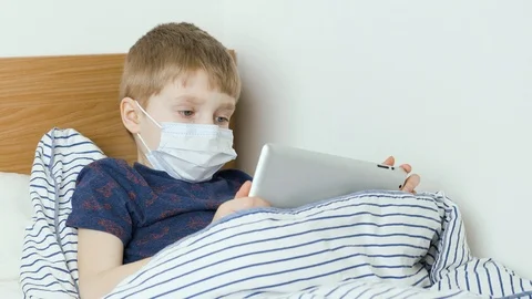 Diseased boy has a flu Stock Footage 127412903