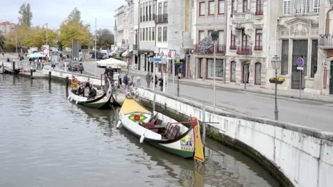 Disembarking a Moliceiro - View to Ria de Aveiro Stock Footage 237373156