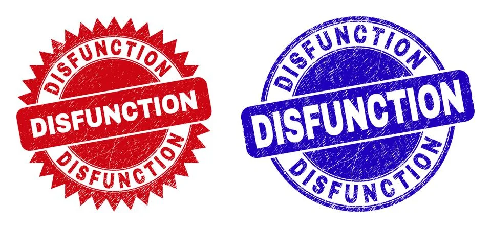 DISFUNCTION Rounded and Rosette Stamps with Corroded Style Stock Illustration