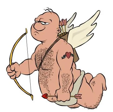 Disgruntled cupid Stock Illustration