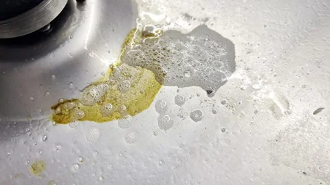 Disgusting greasy stain being sprayed with cleaning detergent, dirty spot Stock Footage 270055670