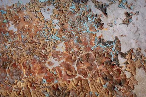Disgusting old paint on wall of the destroyed building - background Fotos de archivo