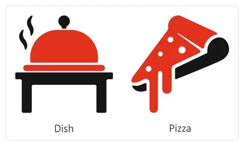 Dish and Pizza Stock Illustration