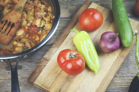 Dish and vegetables Stock Photos