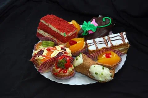 Dish of Assorted Pastry Stock Photos