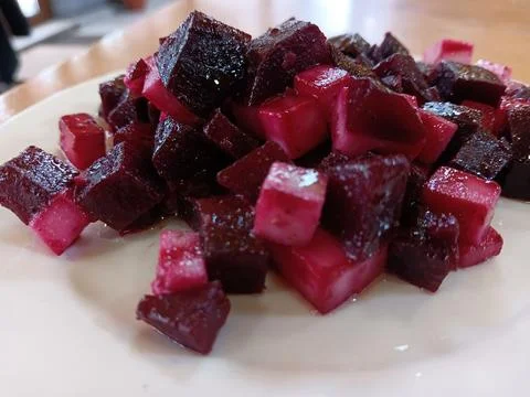 A dish of beetroot salad Stock Photos