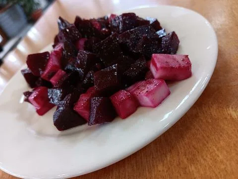A dish of beetroot salad Stock Photos