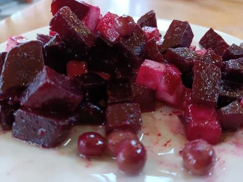 A dish of beetroot salad Stock Photos