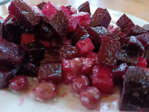 A dish of beetroot salad Stock Photos
