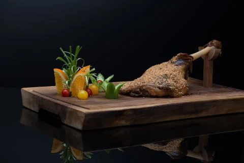 Dish on black background Stock Photos