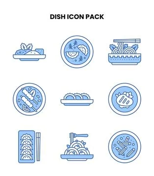Dish Blue Bundle Icons Pack Illustrazione stock