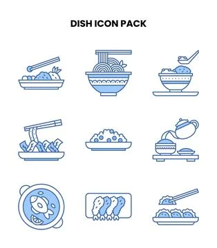 Dish Blue Color Bundle Icons Pack Illustrazione stock
