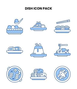 Dish Blue Graphics Icons Pack 库存插图
