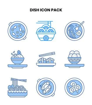 Dish Blue UI Icons Pack Illustrazione stock