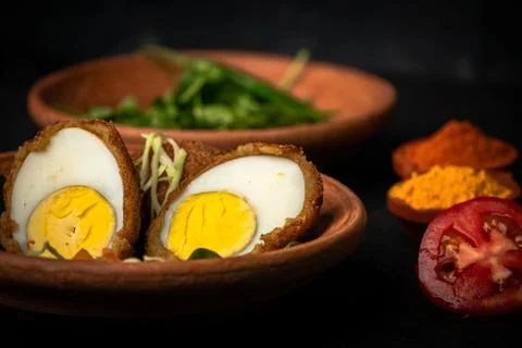 Dish with boiled eggs Stock Photos