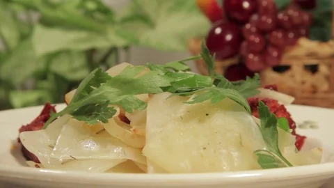 A dish of cabbage with roasted meat Stock Footage 70925772