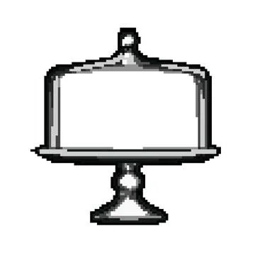 Dish cake dome pixel art vector illustration Stock Illustration