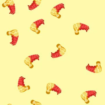 Dish chicken fried isometric icon seamless pattern Stock Illustration