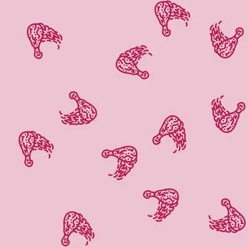 Dish chicken fried line vector seamless pattern Stock Illustration